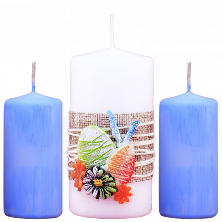 dekoratívny set 3 ks sviečok na Veľkonočný stôl