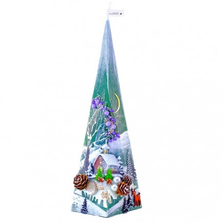 Vianočná sviečka Pyramída 500g - Zimná Krajinka